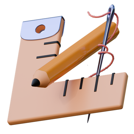 Ruler and Pencil  3D Icon