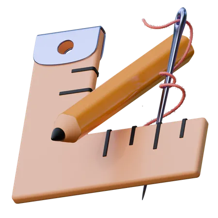 Ruler and Pencil  3D Icon