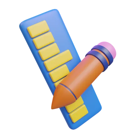 Ruler And Pencil  3D Icon