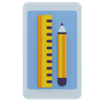 ruler and pencil 3d logo