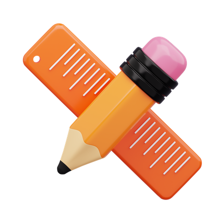 Ruler And Pencil 3D Icon