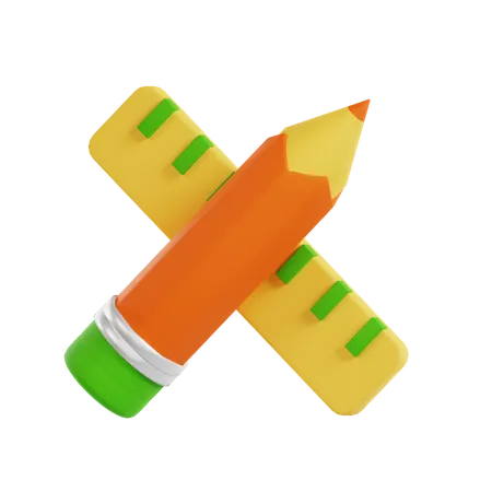 Ruler And Pencil 3D Icon