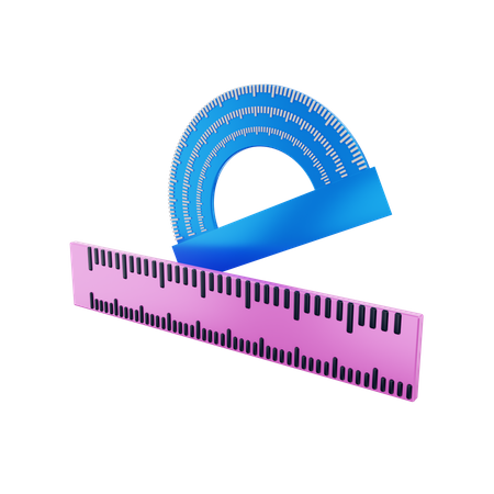 Ruler And Protractor 3D Illustration