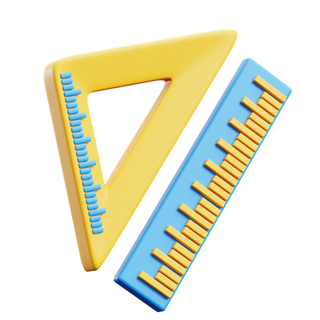 Ruler And Set Square  3D Icon