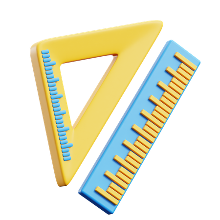 Ruler And Set Square  3D Icon