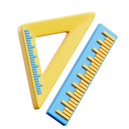 Ruler And Set Square  3D Icon