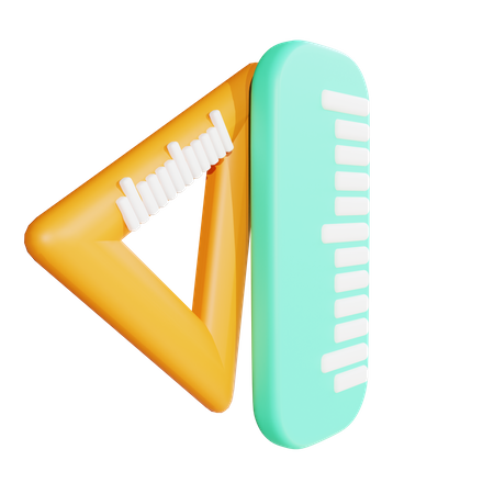 Ruler And Set Square  3D Icon