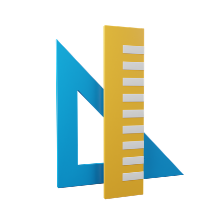Ruler And Set Square  3D Icon