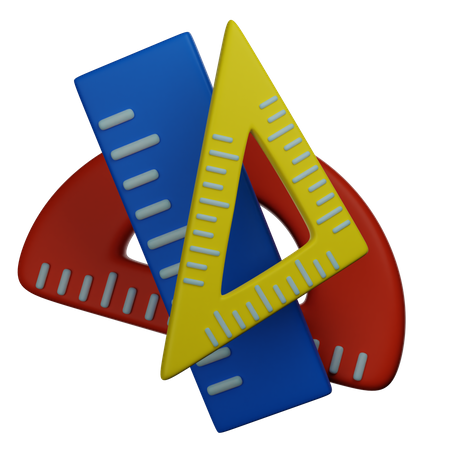 Ruler And Set Square  3D Icon
