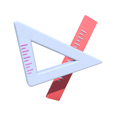 Ruler And Set Square  3D Illustration