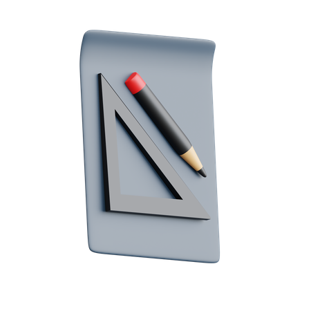 Ruler paper and pencil  3D Icon