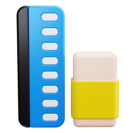 消しゴム付き定規  3D Icon