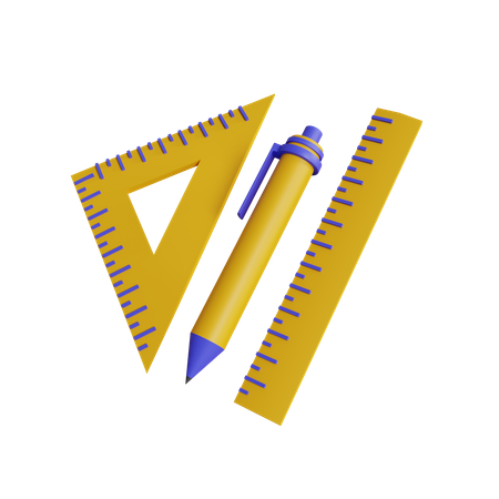 Ruler With Pen  3D Icon