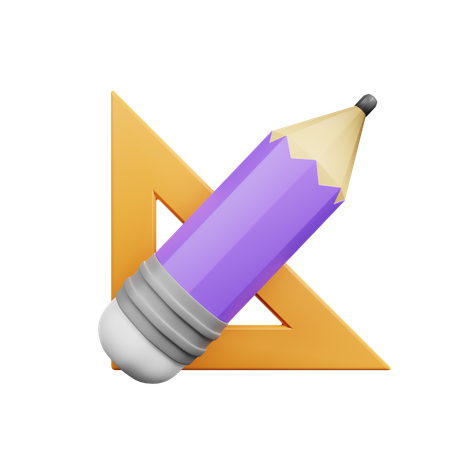 Ruler With Pencil  3D Icon