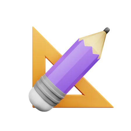 Ruler With Pencil  3D Icon