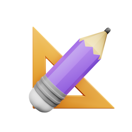 Ruler With Pencil  3D Icon