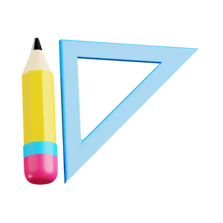 Ruller and Pencil  3D Icon
