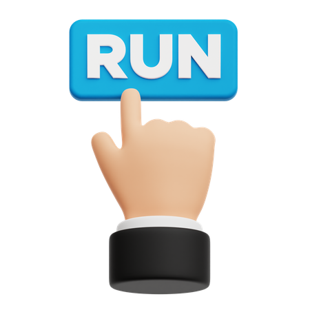 Run Click Button  3D Icon
