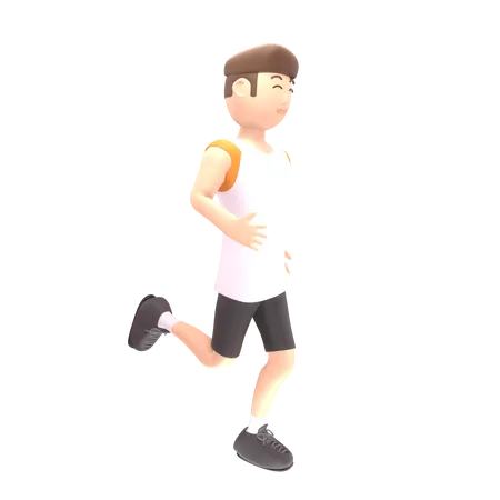 Runner running on track  3D Illustration