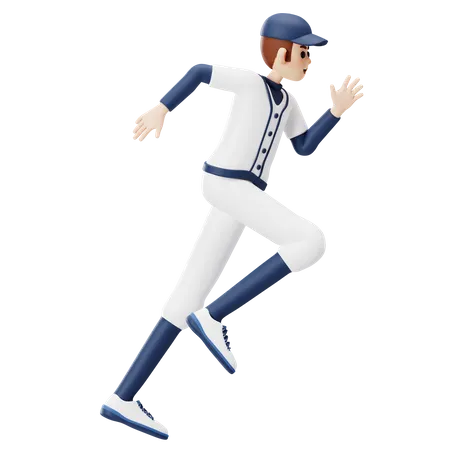 Running Baseball Player  3D Illustration