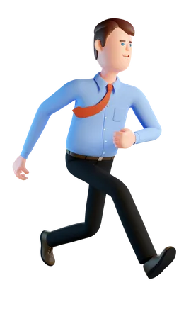Running Businessman Office Worker In A Shirt And Tie Runs 3D Illustration