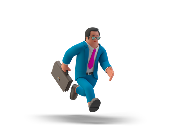 Running businessman with a briefcase  3D Illustration