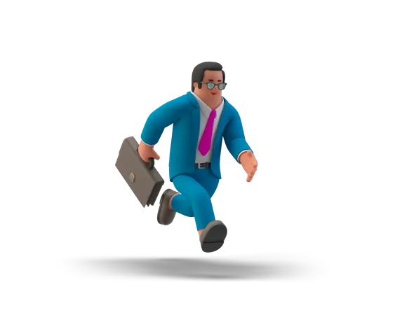 Running businessman with a briefcase  3D Illustration