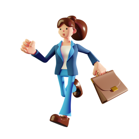 Running Businesswoman with a briefcase  3D Illustration