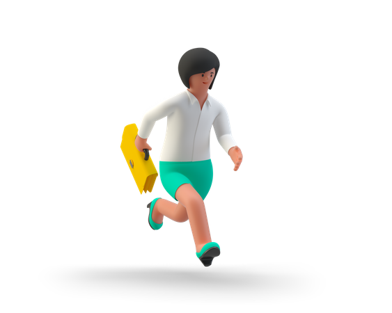 Running Businesswoman with a briefcase  3D Illustration