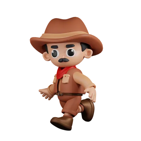 Running Cowboy  3D Illustration