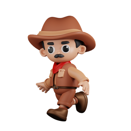 Running Cowboy  3D Illustration
