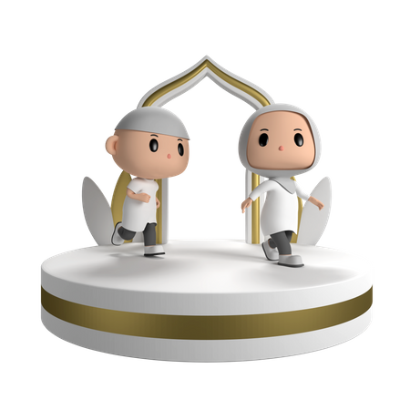 Running On Ramadan Podium  3D Icon