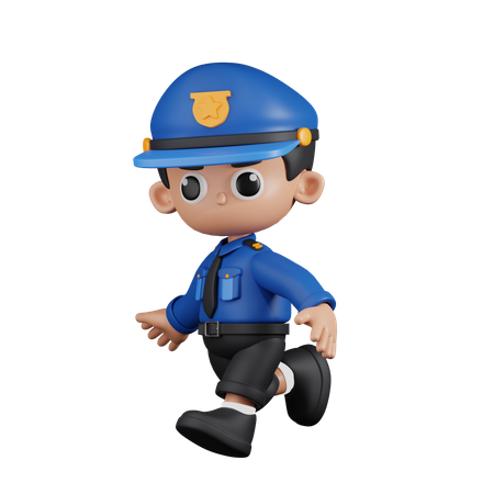 Running Policeman  3D Illustration