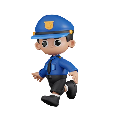 Running Policeman  3D Illustration