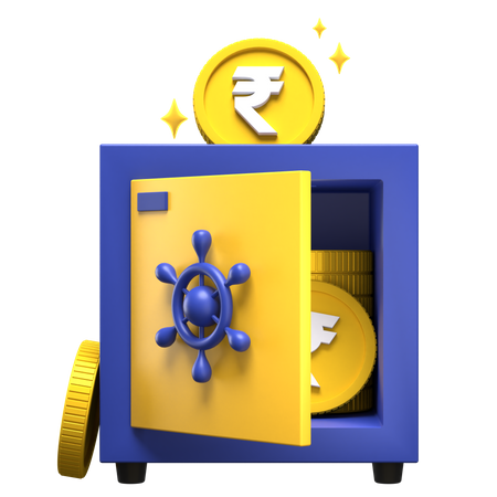 Rupee Bank Locker  3D Illustration