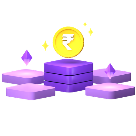 Rupee Blockchain Technology  3D Illustration