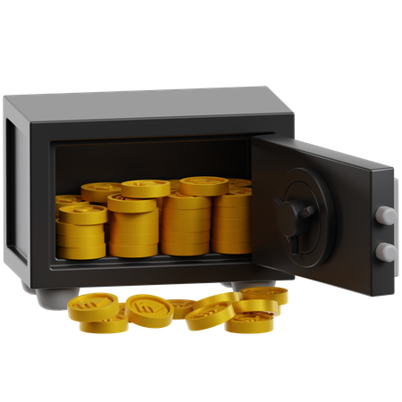 금고에 있는 루피 동전  3D Icon