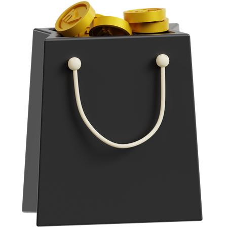 쇼핑백 속 루피 동전  3D Icon