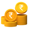 3d rupee coin stack logo