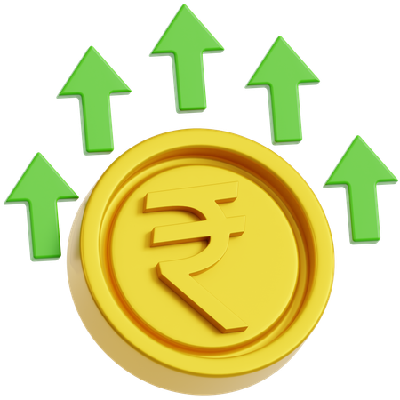 성장 화살표가 있는 루피 동전  3D Icon