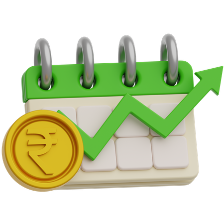 투자 달력이 있는 루피 동전  3D Icon