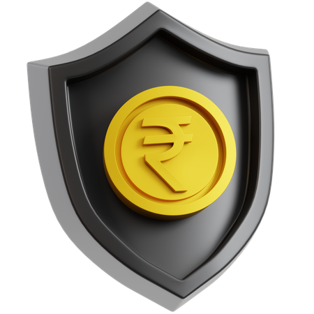 방패가 있는 루피 동전  3D Icon