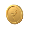 3d rupee gold coin