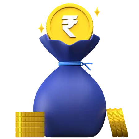 Rupee money bag  3D Illustration