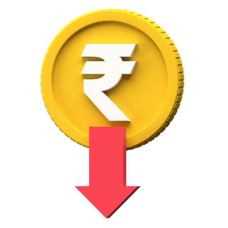 Rupee Rate Down  3D Icon