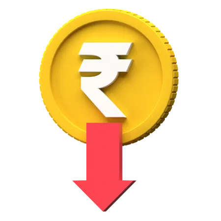 Rupee Rate Down  3D Icon