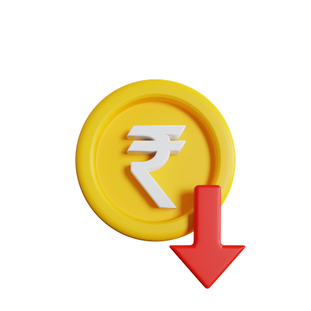 Rupee Rate Down  3D Icon