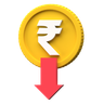 3d rupee rate down logo
