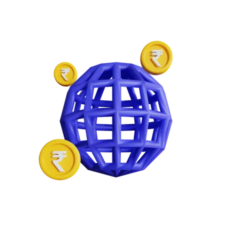 Rupia global  3D Icon