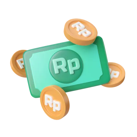 Argent Rupiah  3D Icon